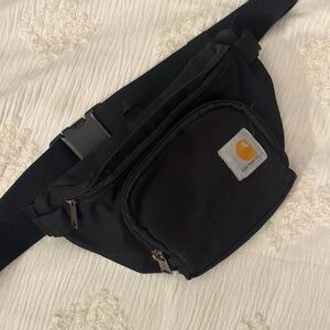 Black Belt Bag with Adjustable Strap and Zipper Closure